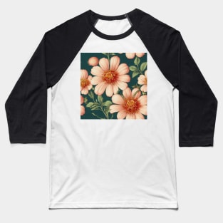 Pink Zinnia Design Baseball T-Shirt